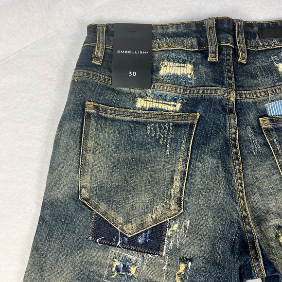 Embellish NYC Silas Rip & Repair Patchwork Distressed Skinny Denim•Men’s Size 30 - Picture 7 of 13